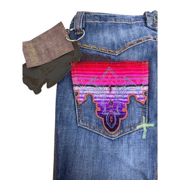 NWT Vintage Antik Denim Jeans Women's Sz 28 Y2K Bootcut Flare Hippie Embroidered - Picture 1 of 15
